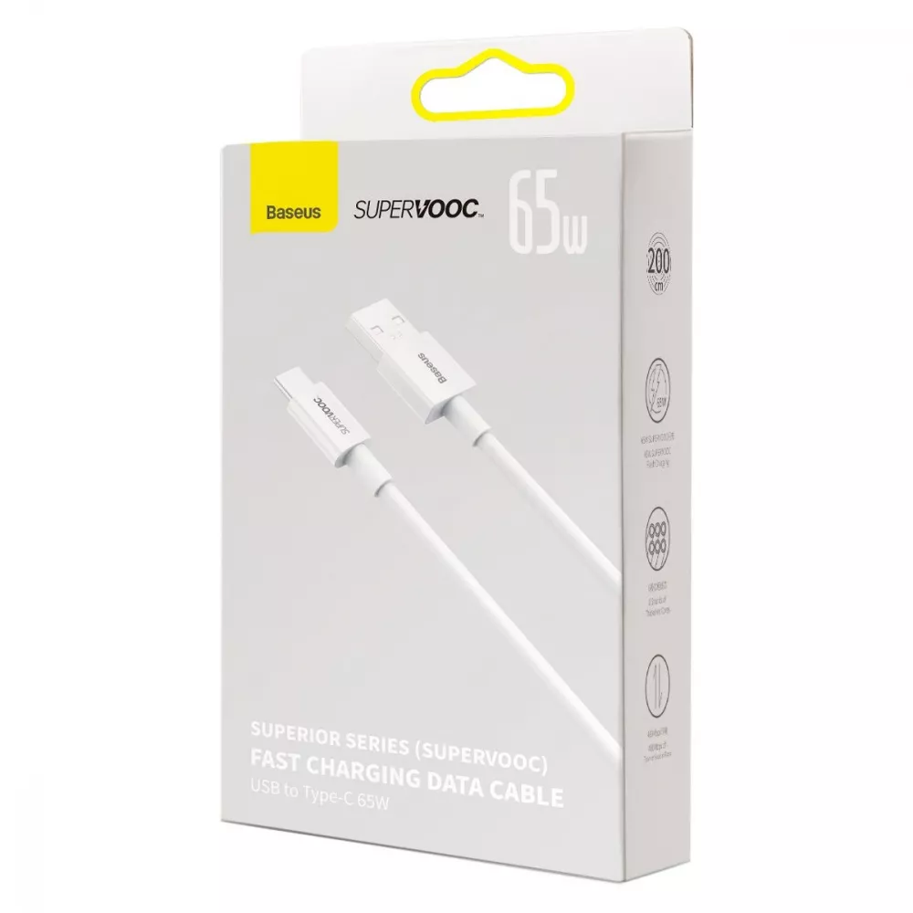 Кабель Baseus Superior Series (SUPERVOOC) Fast Charging Data Type-C 65W (2m) — Придбати в Україні - фото 1