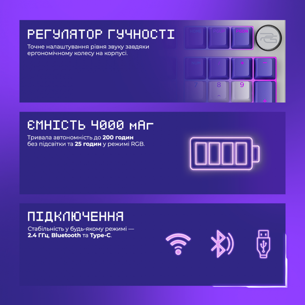 Беспроводная клавиатура Proove  Gaming Slicker Special Edition  (Ukraine Layout) - фото 5