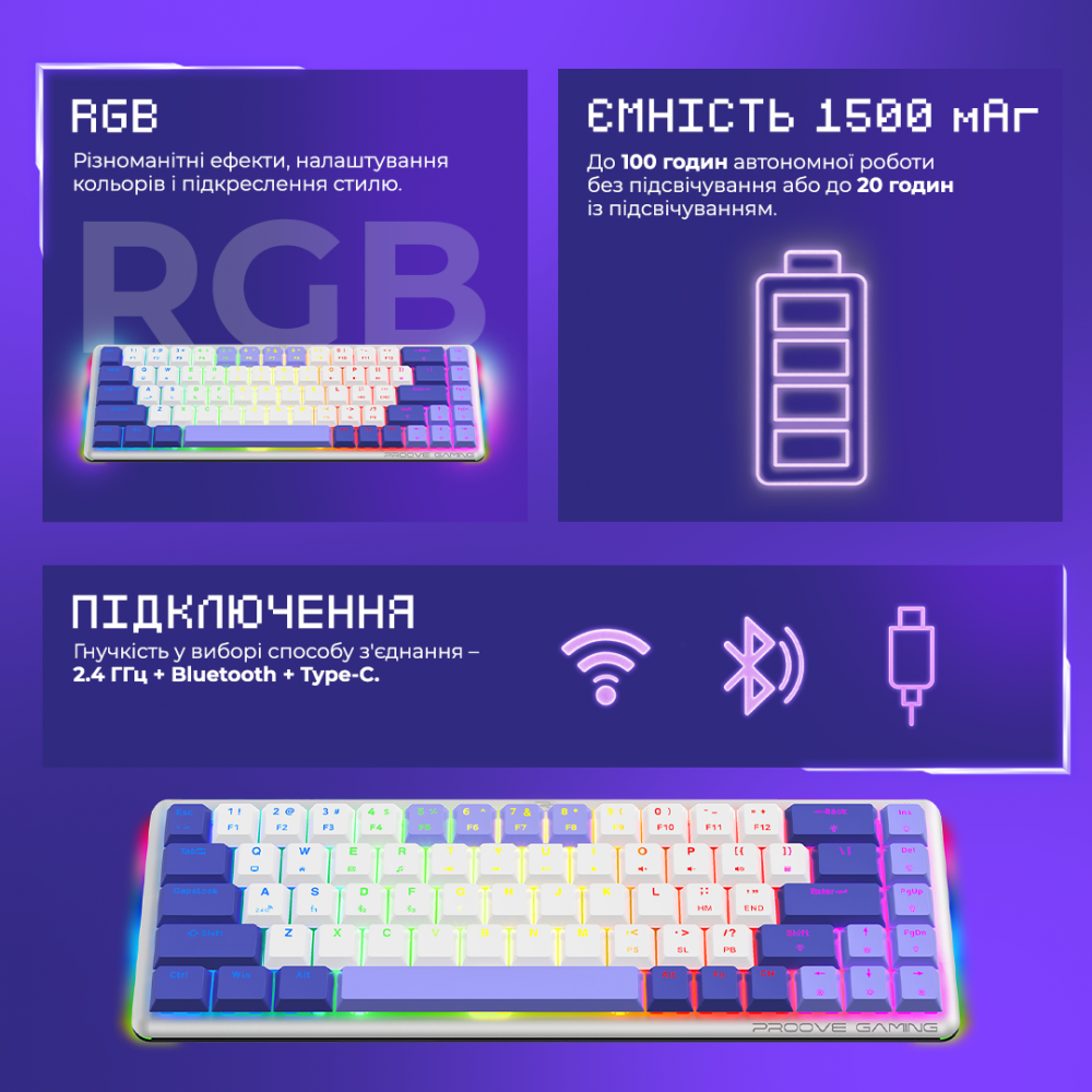Беспроводная клавиатура Proove  Gaming AFK (Ukraine Layout) - фото 4