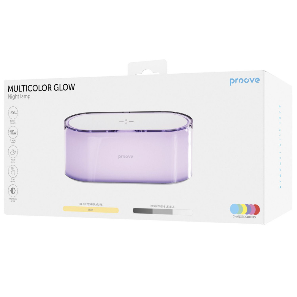 Нічник з Бездротовою Зарядкою Proove Multicolor Glow 1200mAh — Придбати в Україні - фото 1