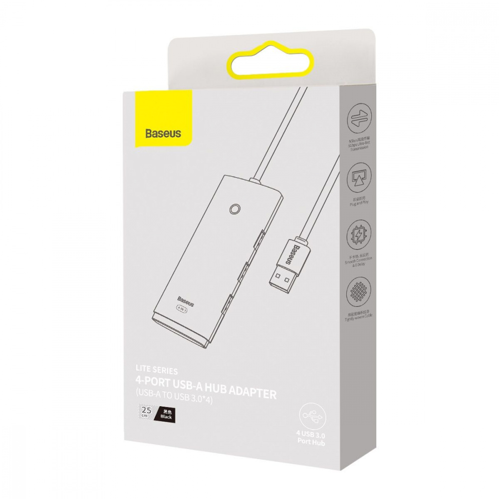 USB-Хаб Baseus Lite Series 4-in-1 (USB-A to USB 3.0*4) (0.25m) — Придбати в Україні - фото 1