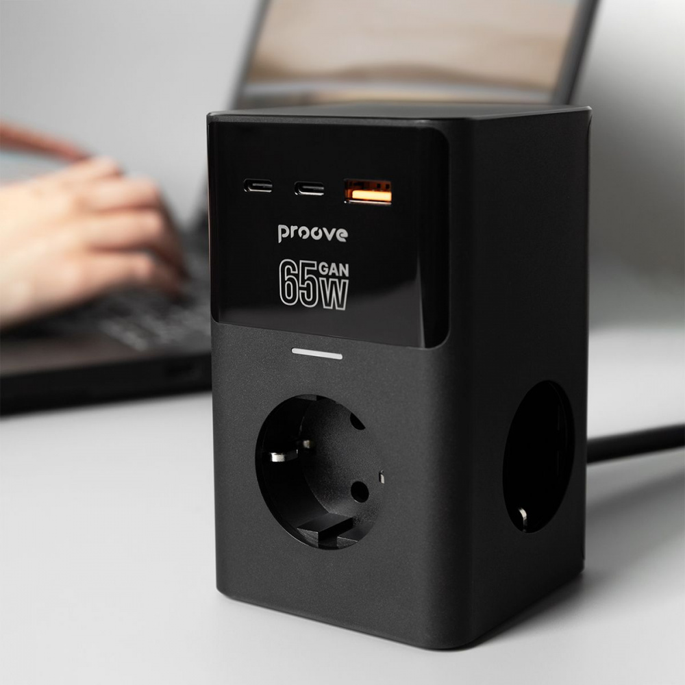 Мережевий фільтр Proove Power Cube 65W (3xAC + 2xType-C + 1xUSB) 1.5m — Придбати в Україні - фото 4