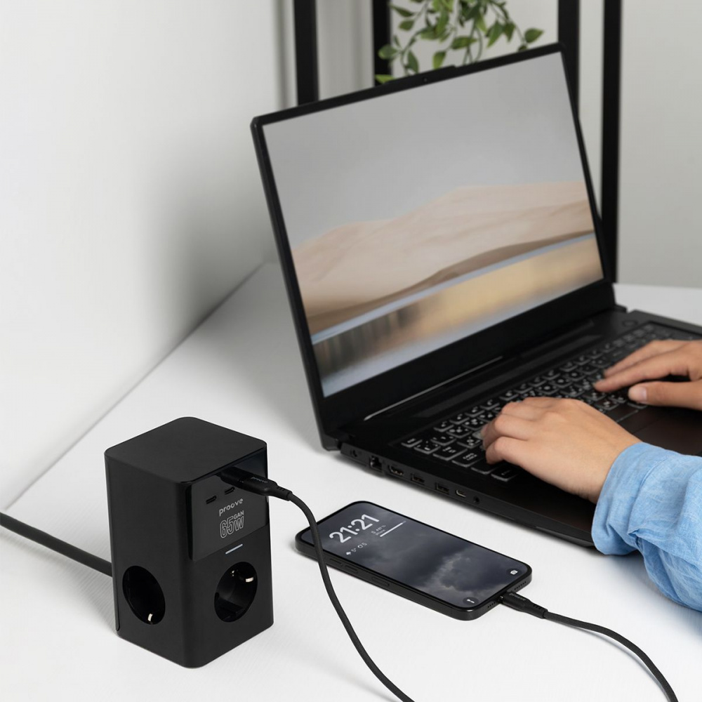 Мережевий фільтр Proove Power Cube 65W (3xAC + 2xType-C + 1xUSB) 1.5m — Придбати в Україні - фото 5