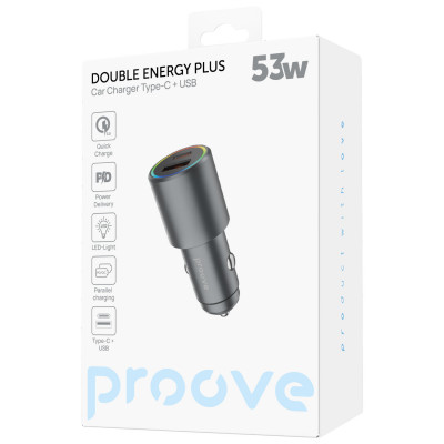 Купить Автомобильное ЗУ Proove Double Energy Plus 53W (USB + Type-C) 48859 - Ncase