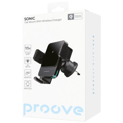 Автомобільний тримач з Бездротовим ЗП Proove Sonic 15W — Придбати в Україні