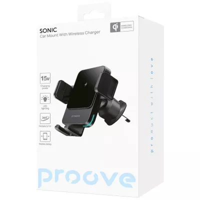 Автомобільний тримач з Бездротовим ЗП Proove Sonic 15W — Придбати в Україні