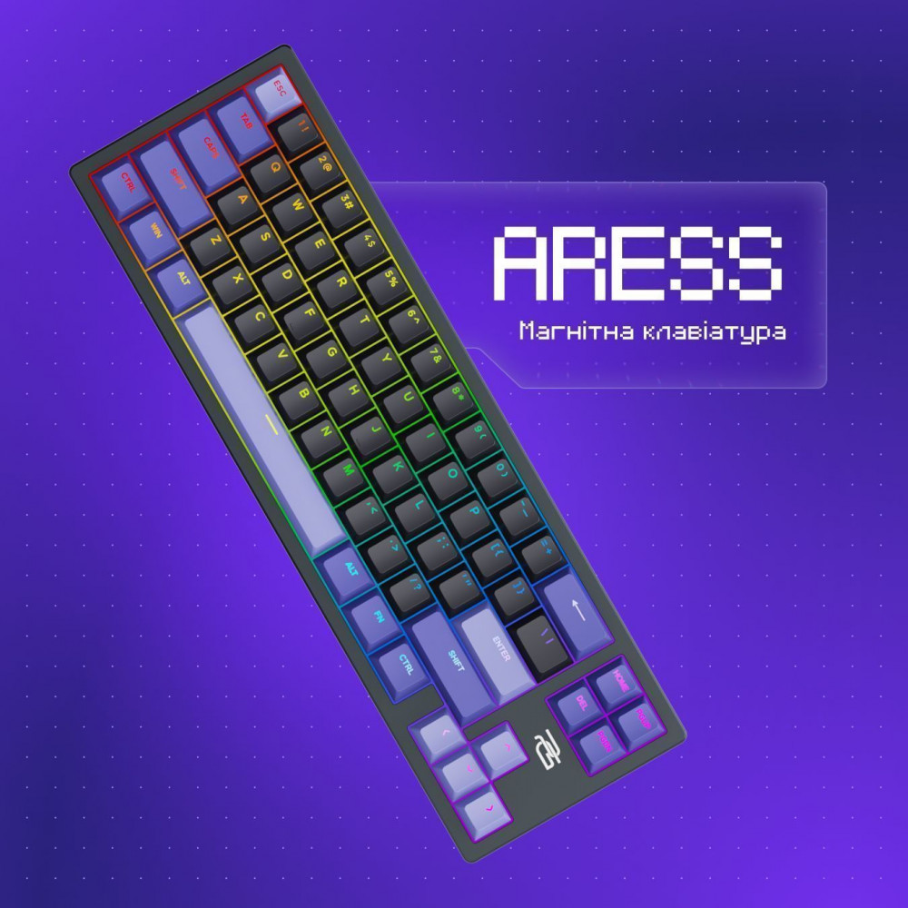 Дротова магнітна клавіатура Proove Gaming Aress (Ukraine Layout) white/purple