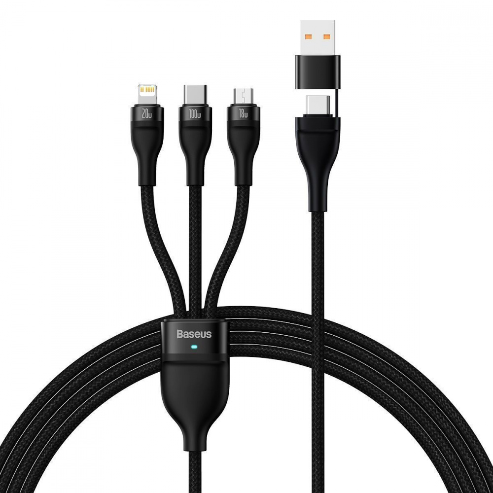 Кабель Baseus Flash Series 2 Two-for-three USB+Type-C (Micro USB+Lightning+Type-C) 100W (1.2m)