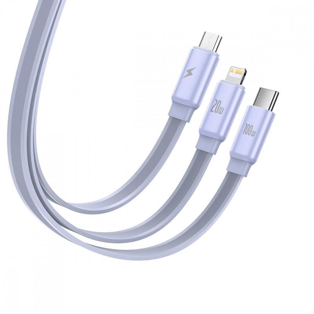 Кабель Baseus Traction Series Retractable 3-in-1 Fast Charging Type-C (Micro USB+Lightning+Type-C) 100W (1.7m) - фото 2