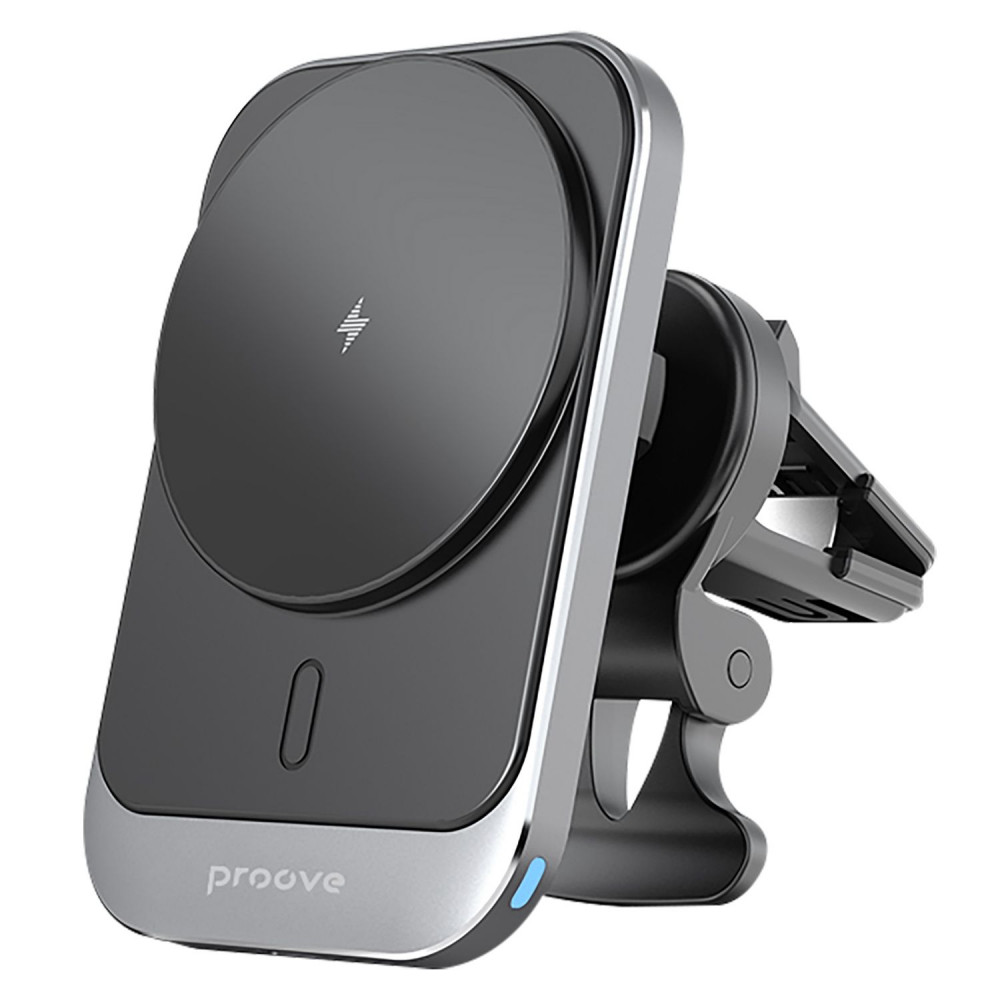 Автодержатель с Беспроводной Зарядкой Proove Square Magnetic Pro 15W metal gray на картинке №1