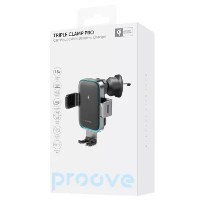 Купить Автомобільний тримач з Бездротовим ЗП Proove Triple Clamp Pro 15W 47920 - Ncase