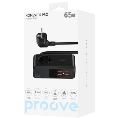 Мережевий фільтр Proove Homester Pro 65W (AC + 2xType-C + 2xUSB) 1.5m — Придбати в Україні