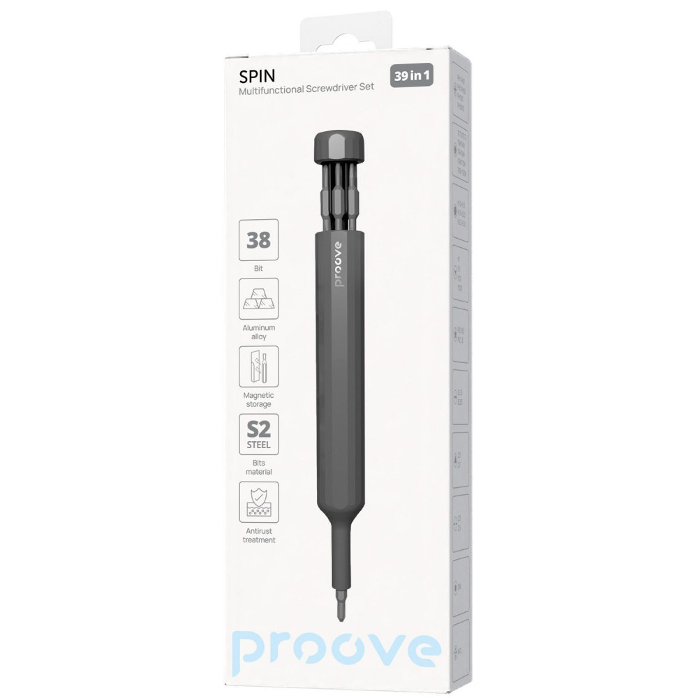 Многофункциональный набор отверток Proove Spin 39in1 (MTSS39000003) gray на картинке №2