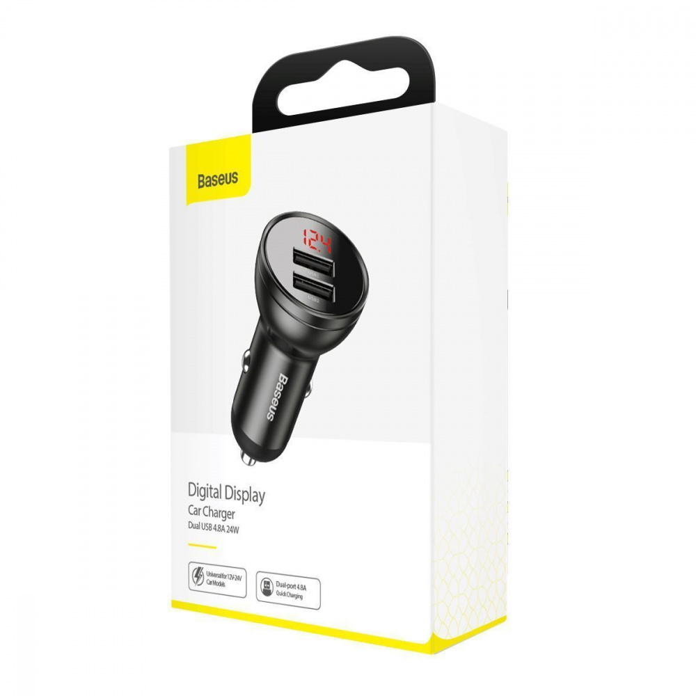 АЗП Baseus Digital Display Dual USB 4.8A Car Charger 24W with Three Primary Colors 3-in-1 — Придбати в Україні - фото 1