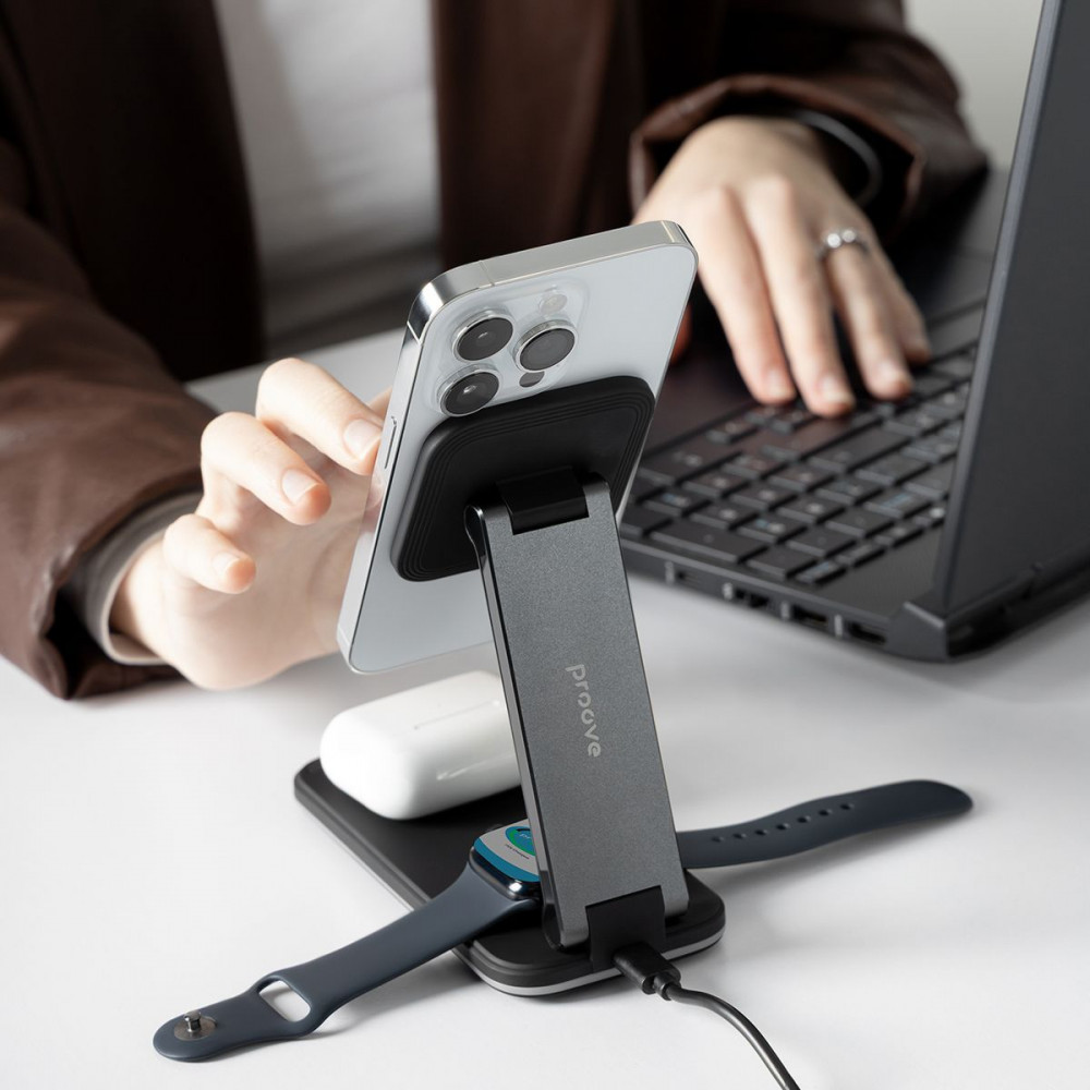 Бездротовий ЗП Proove Energy Fold 3 in 1 black (WSEF15010001) Чорний на малюнкі №10