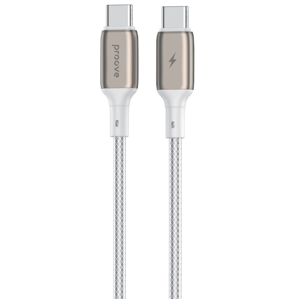 Кабель Proove Dense Metal Type-C to Type-C 60W (2m) white на малюнкі №1
