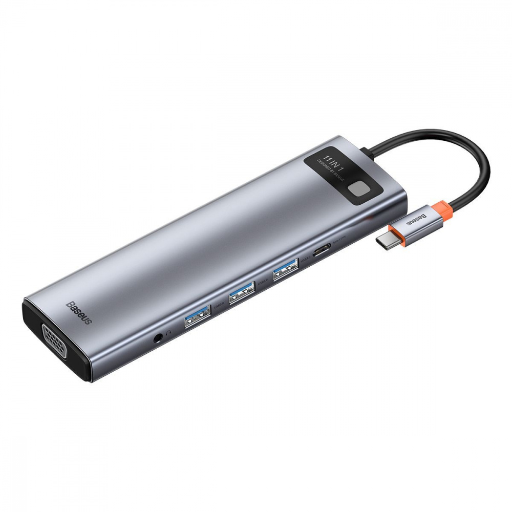 USB-Хаб Baseus Metal Gleam Series 11-in-1 (3xUSB3.0+2x4K HD+Type-C+TF+SD+Type-C PD+VGA+3.5mm+RJ45) - фото 6