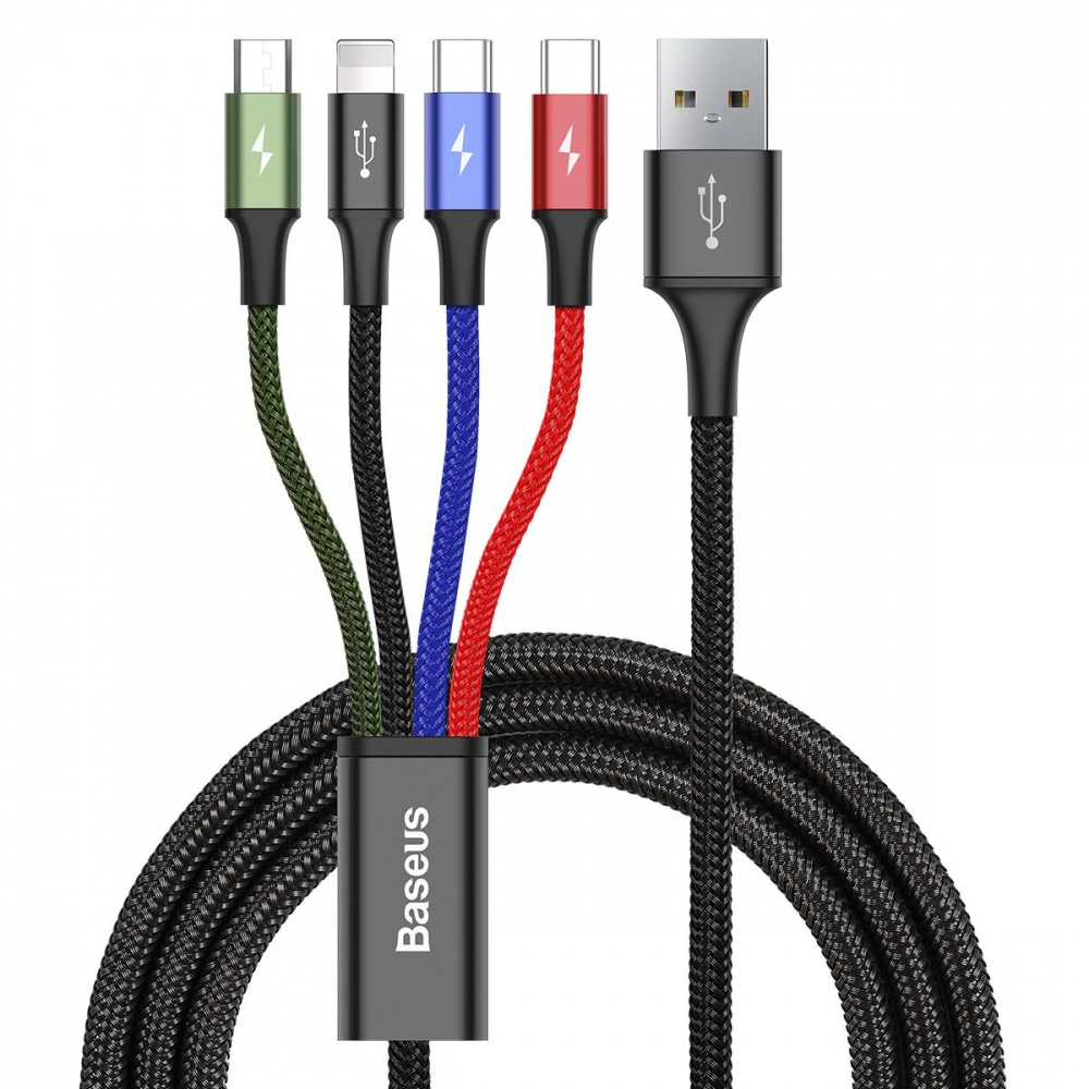 Кабель Baseus Fast 4-in-1 Cable (Lightning+Type-C(2)+Micro) 3.5A (1.2m) — Придбати в Україні