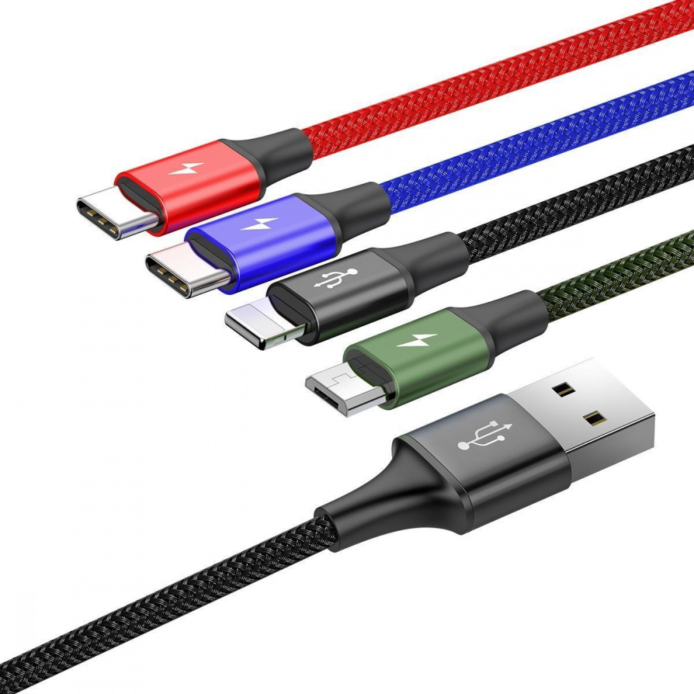 Кабель Baseus Fast 4-in-1 Cable (Lightning+Type-C(2)+Micro) 3.5A (1.2m) — Придбати в Україні - фото 2