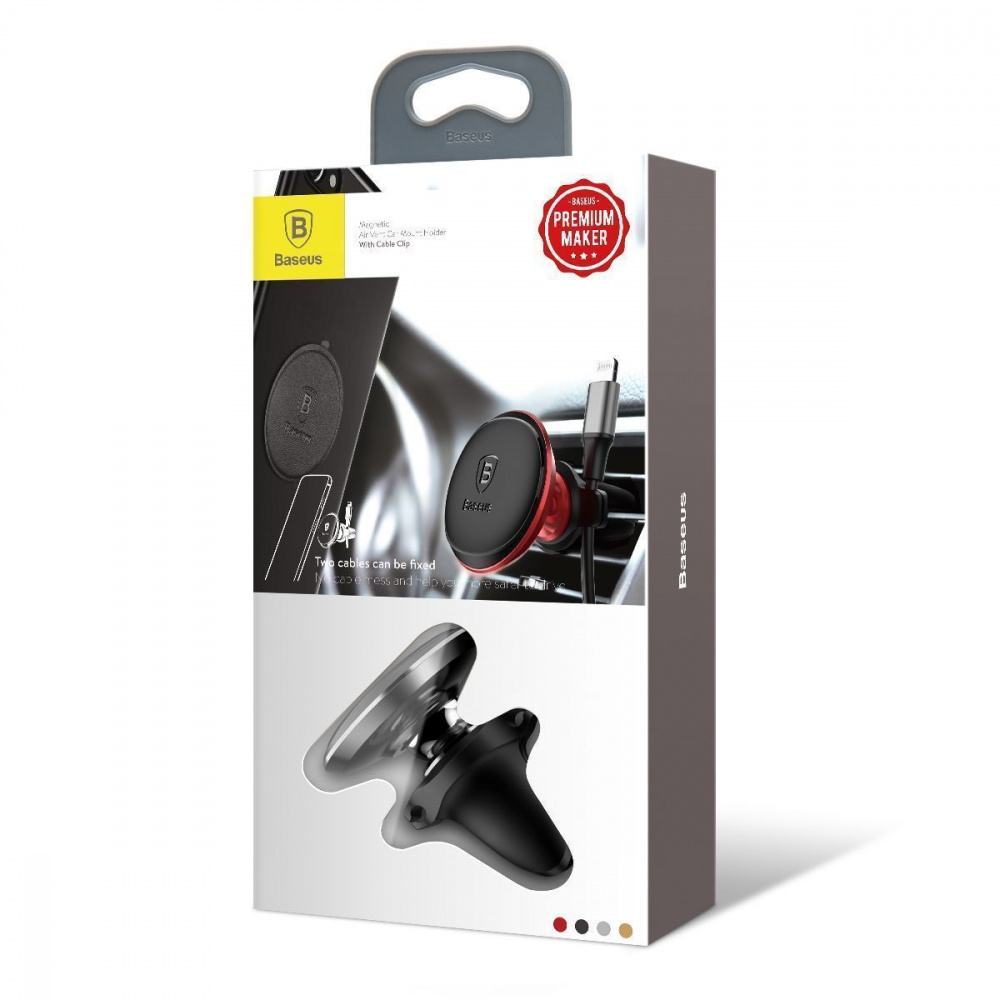 Автомобільний тримач Baseus Magnetic Car Mount with Cable Clip Air Vent Version — Придбати в Україні - фото 1