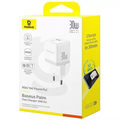 МЗП Baseus Palm Fast Charger Type-C+USB 30W — Придбати в Україні