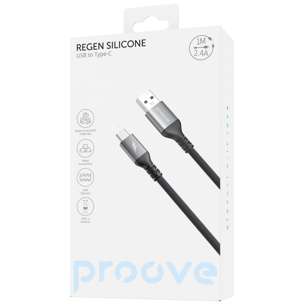Кабель Proove ReGen Silicone USB to Type-C 3A (1m) - фото 1