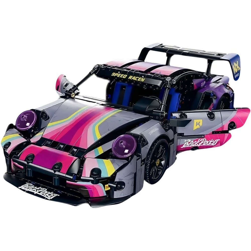 Машинка-конструктор Porsche 911 GT3 Cyberpunk purple (68019) Фиолетовый на картинке №3