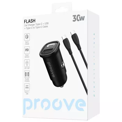 АЗП Proove Flash 30W (Type-C + USB) + Cable Type-C to Type-C — Придбати в Україні