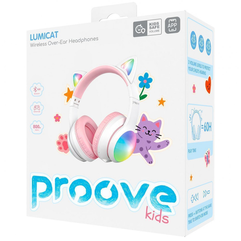 Бездротові навушники Proove Kids LumiCat (APP) white/pink (HPLC0001AP25) Білий/Рожевий на малюнкі №2