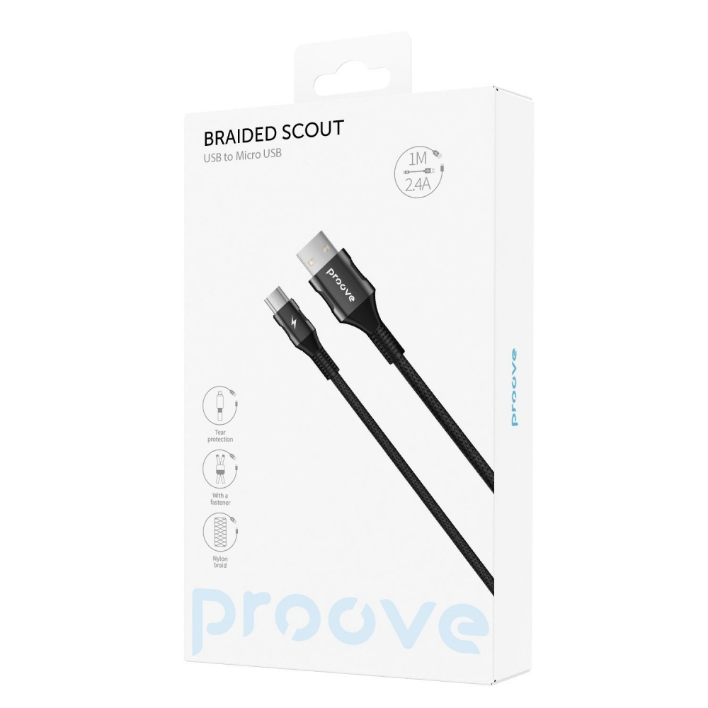 Кабель Proove Braided Scout USB to Micro USB 2.4A (1m) - фото 1