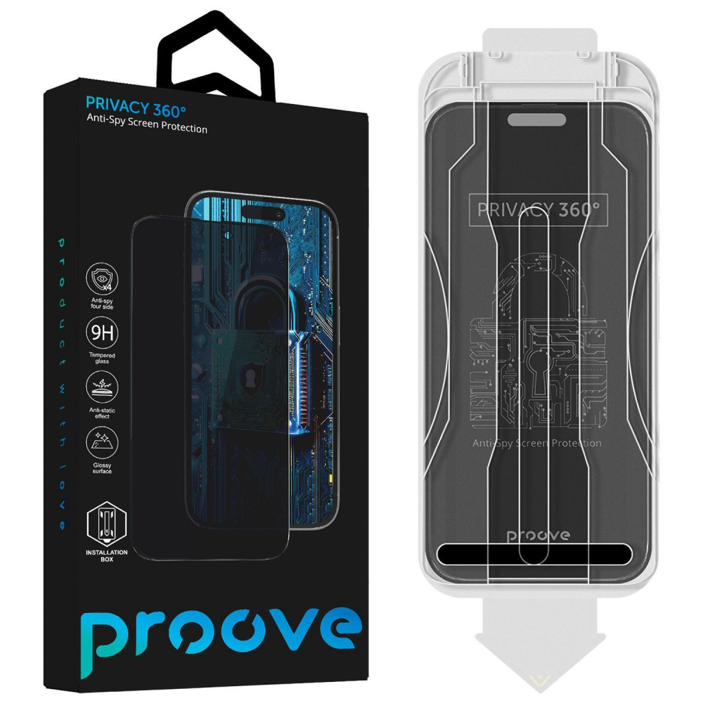 Захисне скло Proove Privacy 360 Installation Box iPhone 14 Pro/15/16 — Придбати в Україні - фото 3