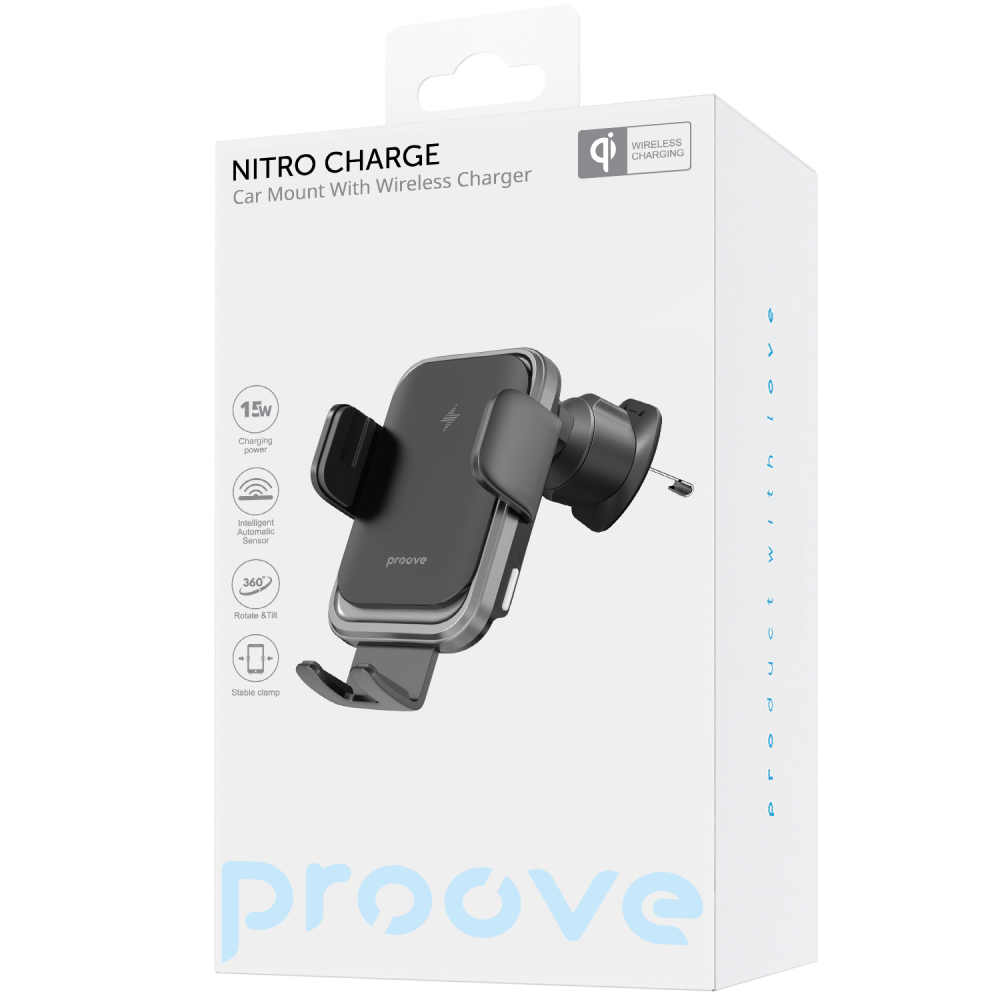 Автомобільний тримач з Бездротовим ЗП Proove Nitro Charge 15W — Придбати в Україні - фото 1