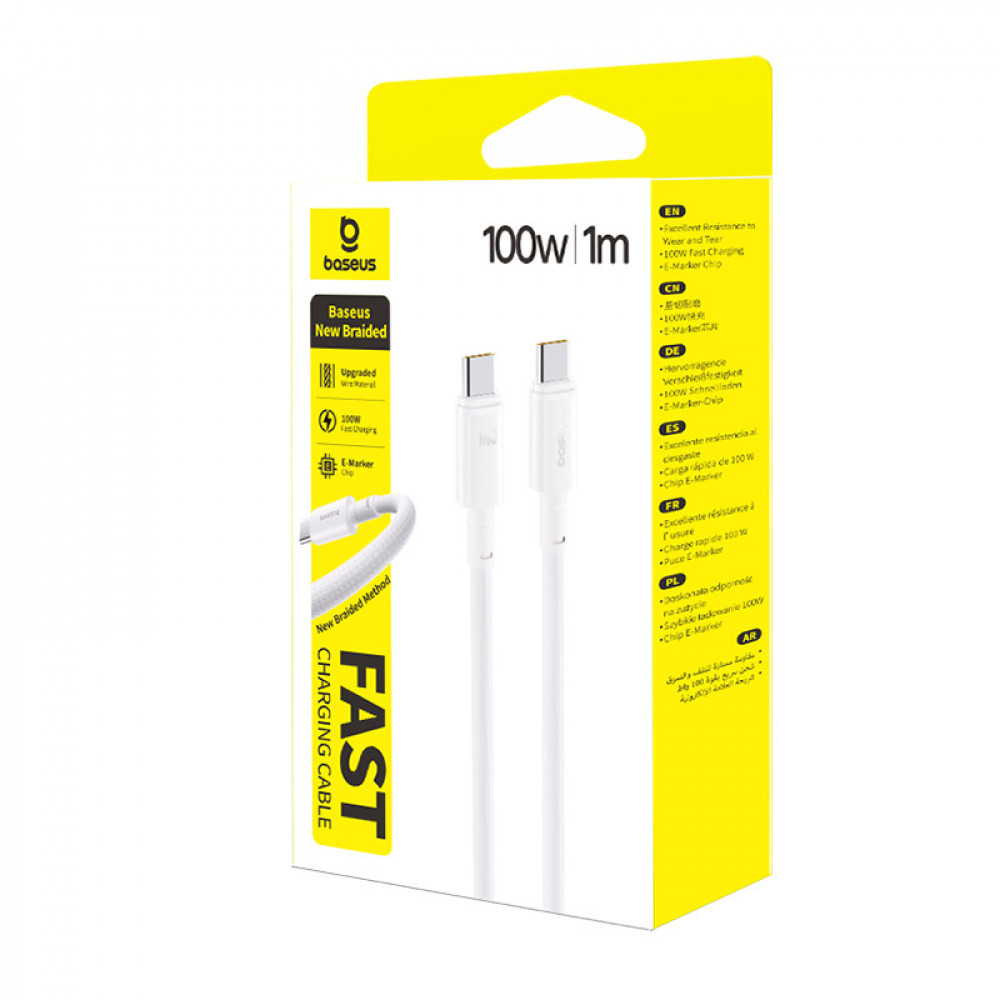 Кабель Baseus New Braided Fast Charging Type-C to Type-C 100W (1m) - фото 1