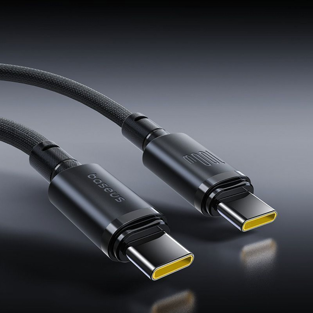 Кабель Baseus New Braided Fast Charging Type-C to Type-C 100W (1m) black (E0426W00) Черный на картинке №4