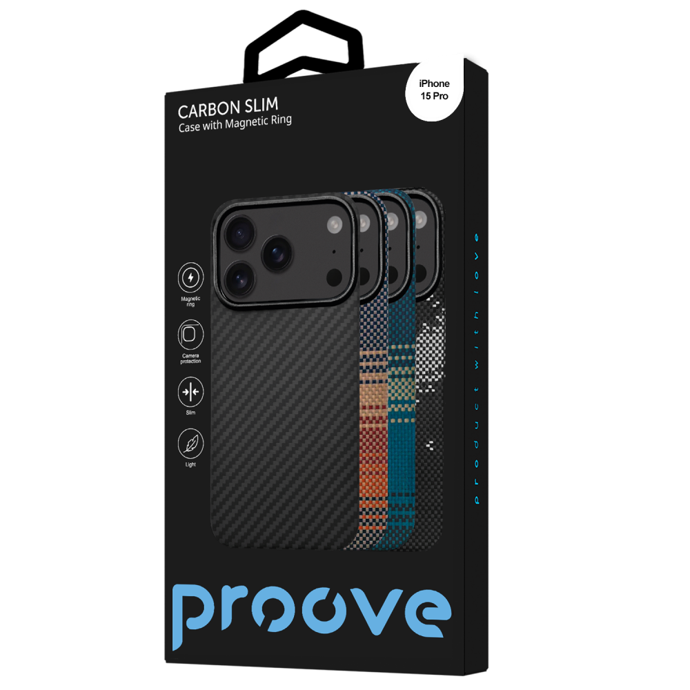 Чехол Proove Carbon Slim with Magnetic Ring iPhone 15 Pro - фото 1