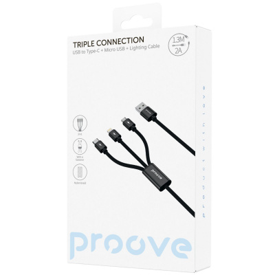 Кабель Proove Triple Connection 3 in 1 Type-C + Micro USB + Lightning (1.3m) — Придбати в Україні