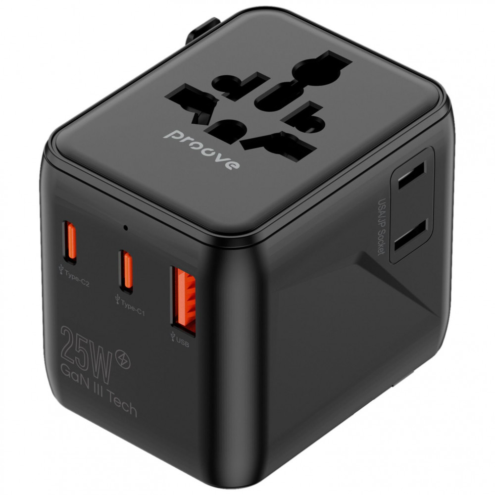 Універсальний адаптер Proove Trip 25W black на малюнкі №1