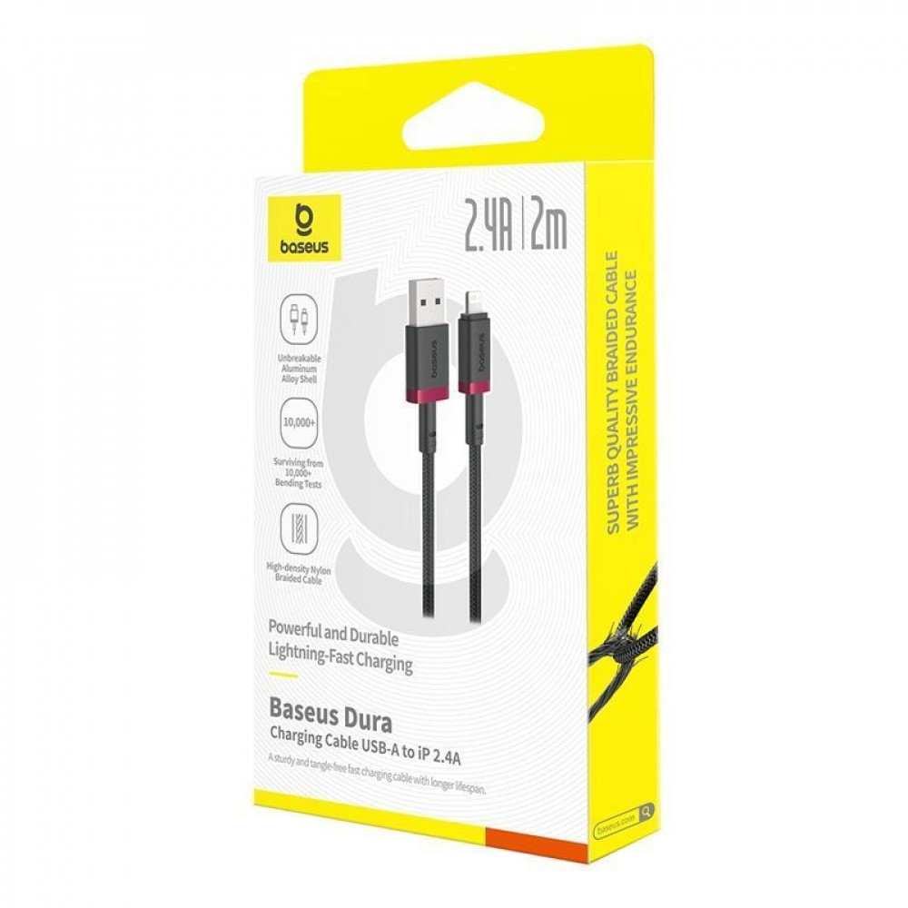 Кабель Baseus Dura Series Fast Charging Lightning 2.4A (2m) black/red (P10377801U01-03) чёрно-красный на картинке №2