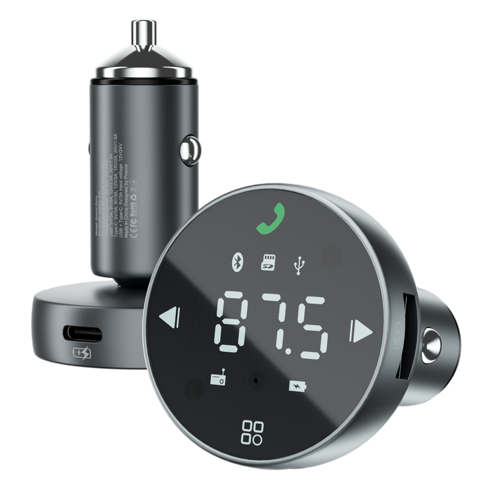 Автомобильное ЗУ Proove FM Launcher Sound Sync 30W (PD+QC3.0) Type-C+USB - фото 4