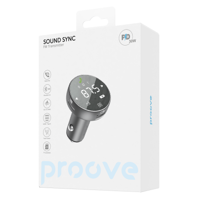 Купить Автомобильное ЗУ Proove FM Launcher Sound Sync 30W (PD+QC3.0) Type-C+USB 50880 - Ncase