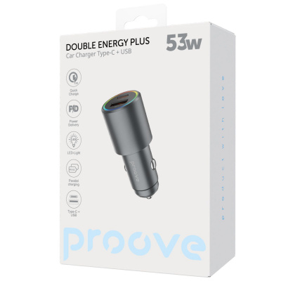 Купить Автомобильное ЗУ Proove Double Energy Plus 53W (USB + Type-C) 48859 - Ncase