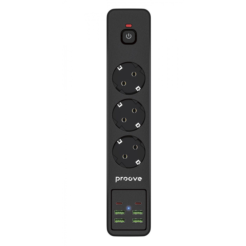 Мережевий фільтр Proove Power Strip P-03 (3 розетки + 4 USB + 2 Type-C) 2М — Придбати в Україні