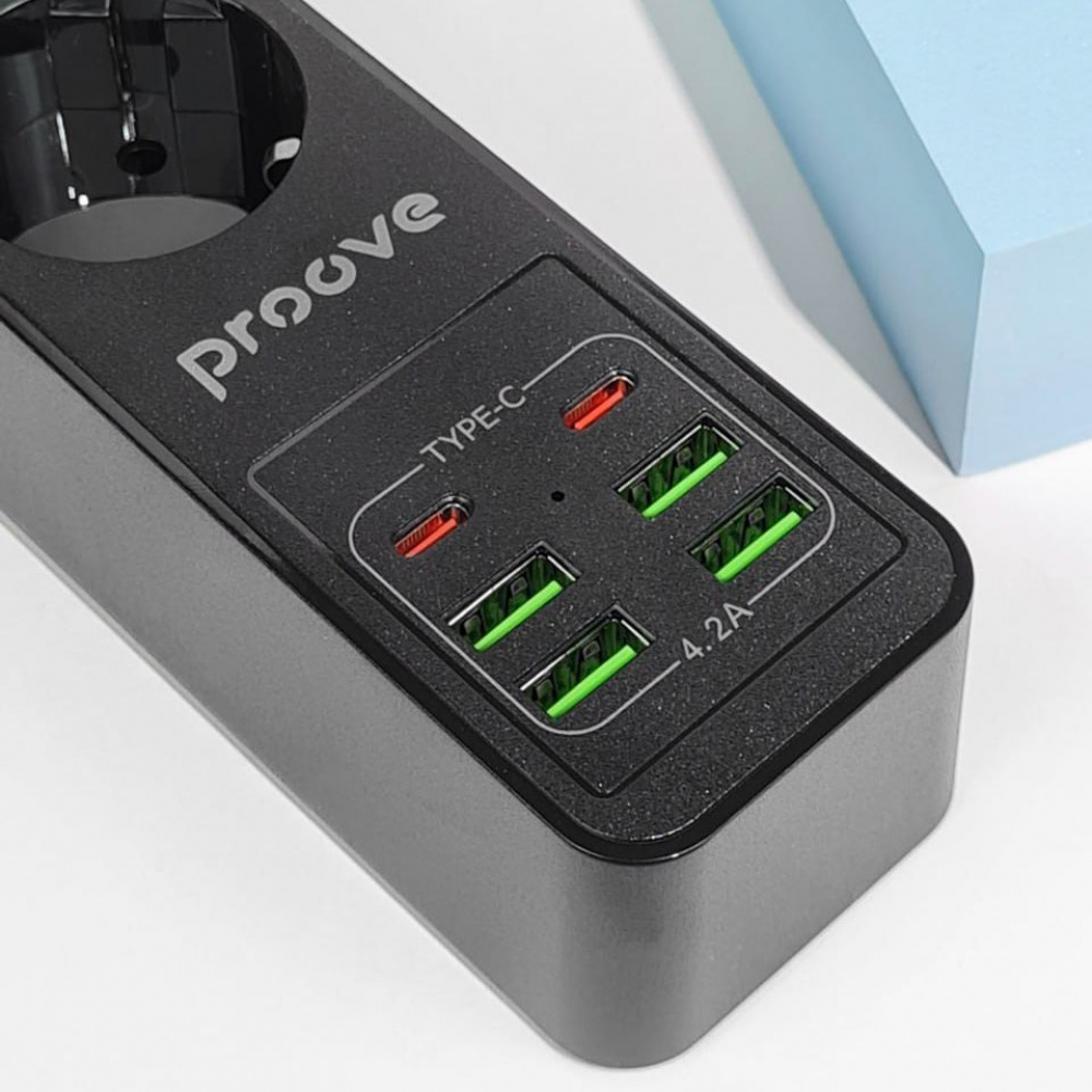 Сетевой фильтр Proove Power Strip P-03 (3 розетки + 4 USB + 2 Type-C) 2М - фото 8