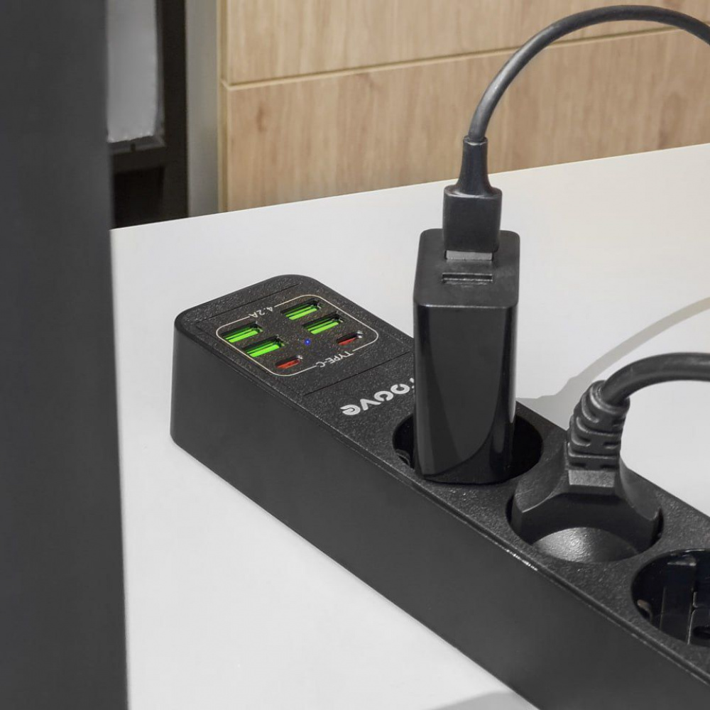 Мережевий фільтр Proove Power Strip P-03 (3 розетки + 4 USB + 2 Type-C) 2М — Придбати в Україні - фото 8