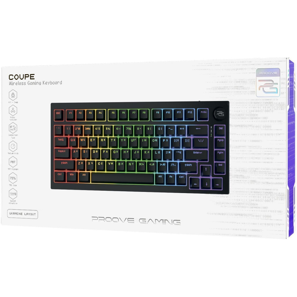 Бездротова клавіатура Proove Gaming Coupe (Ukraine Layout) black/purple (WKCP00022416) Чорний/фіолетовий на малюнкі №2