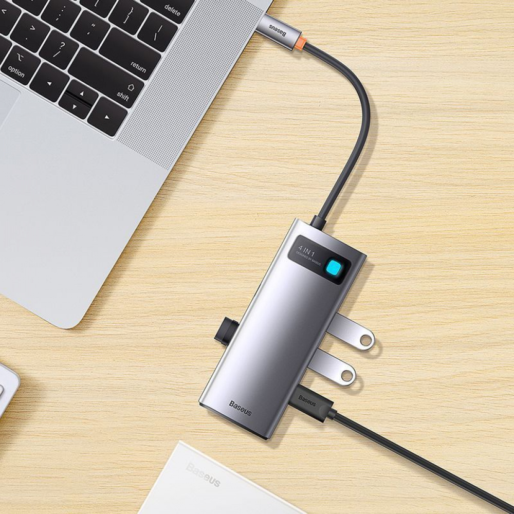 USB-Хаб Baseus Metal Gleam Series 4-in-1 (4xUSB3.0) — Придбати в Україні - фото 1