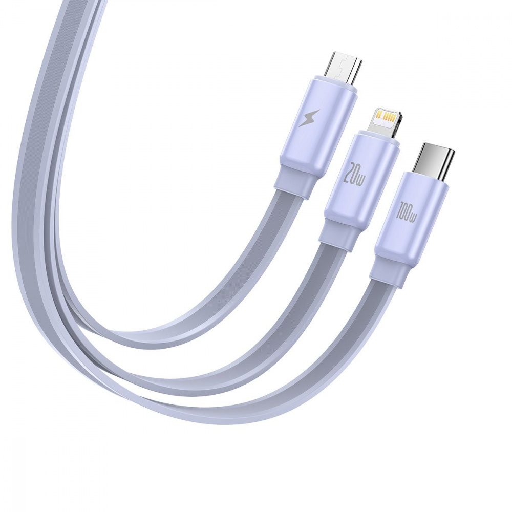Кабель Baseus Traction Series Retractable 3-in-1 Fast Charging Type-C (Micro USB+Lightning+Type-C) 100W (1.7m) — Придбати в Україні - фото 1