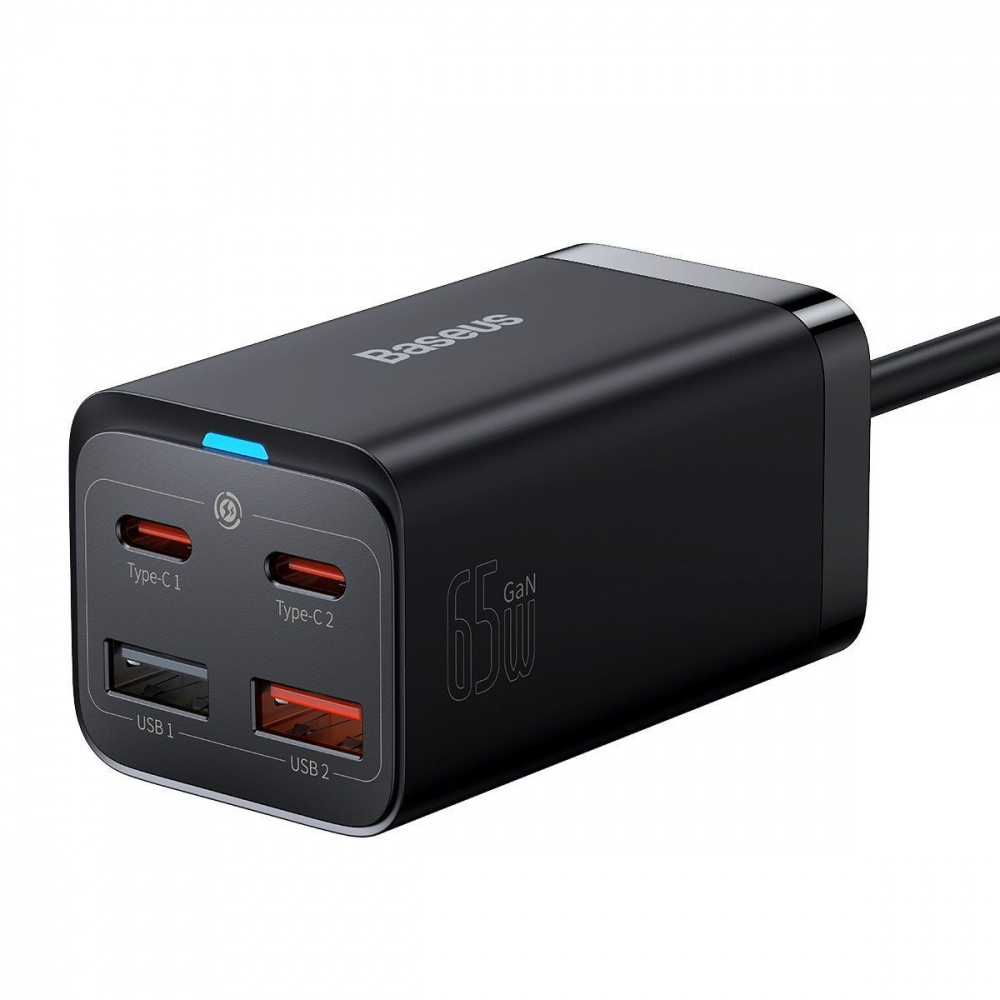 Wall Charger Baseus GaN3 Pro 65W (2 Type-C + 2 USB) + Cable Type-C to Type-C 100W (1m)