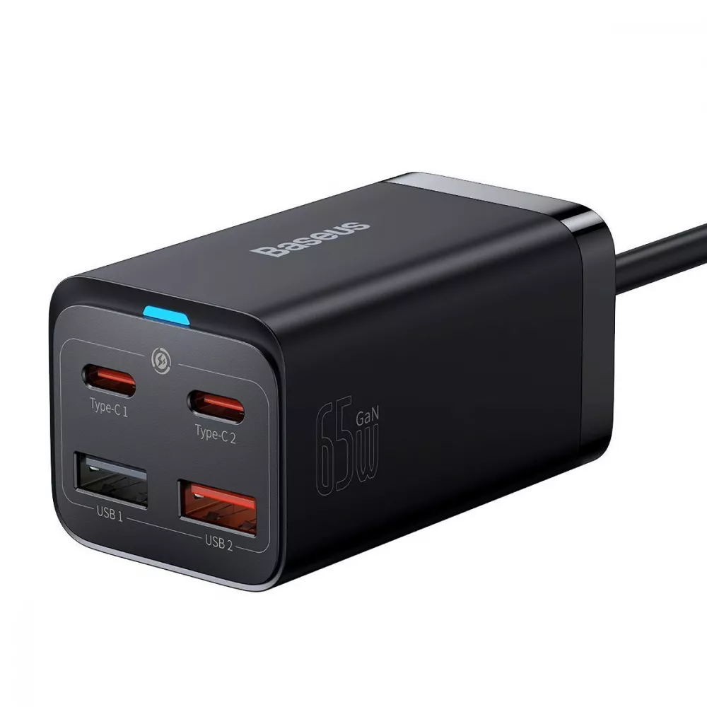 МЗПBaseusGaN3Pro65W(2Type-C+2USB)+КабельType-CtoType-C100W(1m)