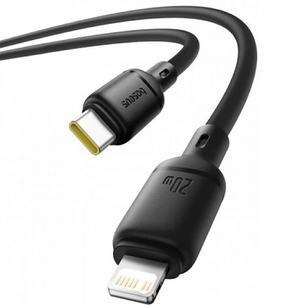 Кабель Baseus Foamed Silicone Fast Charging Type-C to Lightning 20W (2m) black (E0426A04) Черный на картинке №3